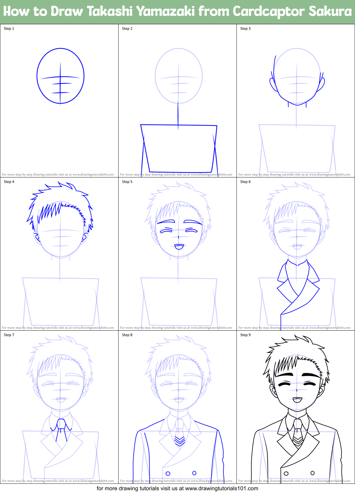 How to Draw Takashi Yamazaki from Cardcaptor Sakura Printable Step by Step