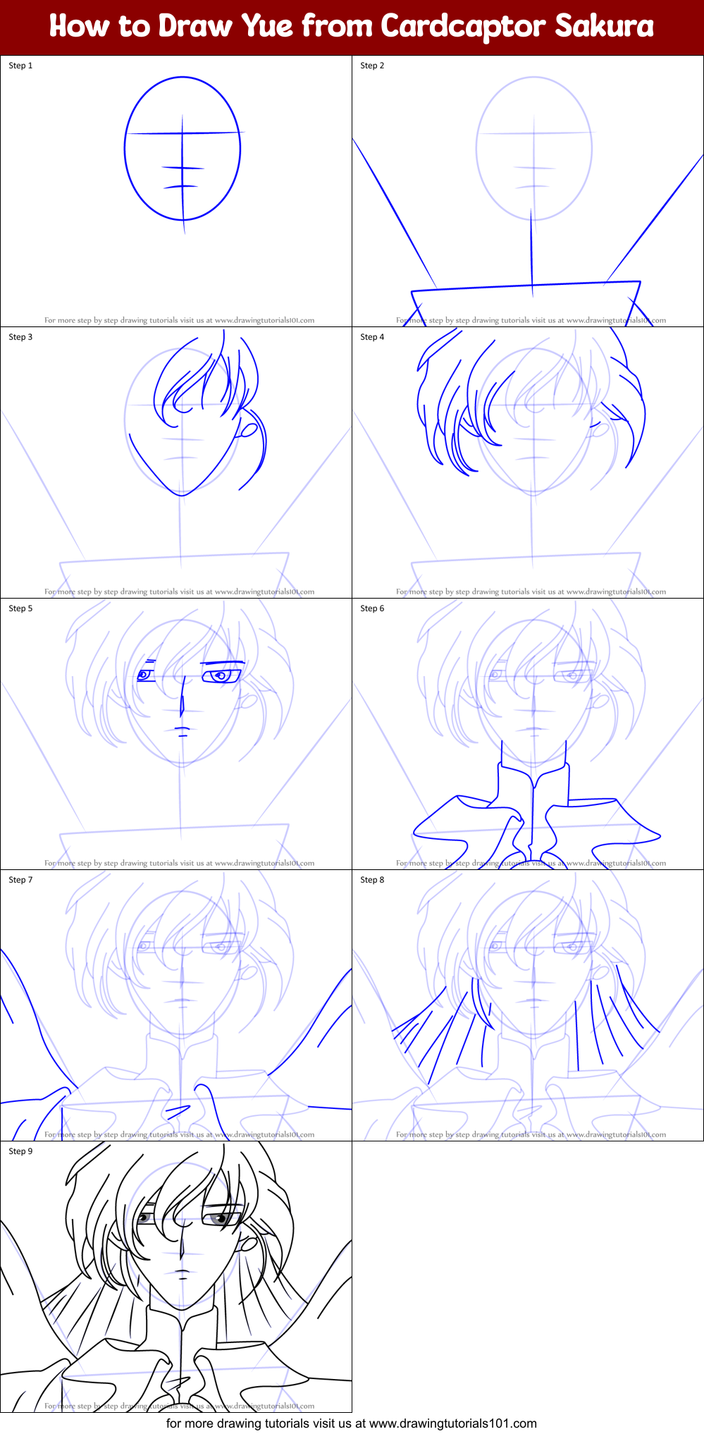 How to Draw Yue from Cardcaptor Sakura Printable Step by Step