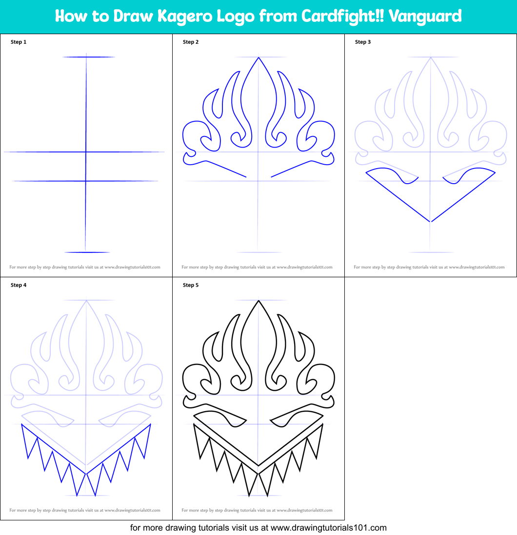 How to Draw Kagero Logo from Cardfight!! Vanguard Printable Step by Step