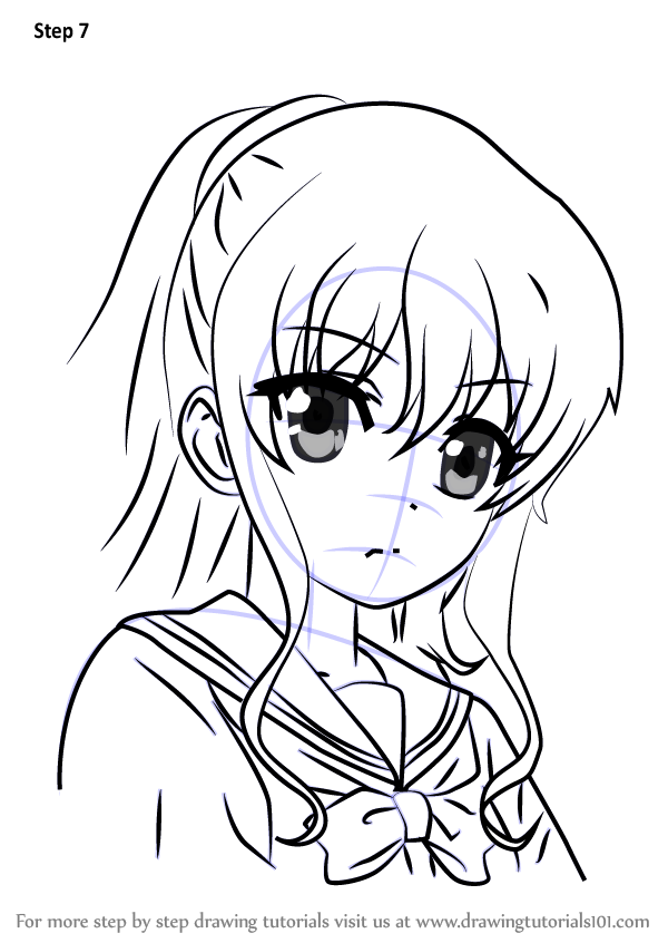 Learn How to Draw Nao Tomori Face from Charlotte (Charlotte) Step by