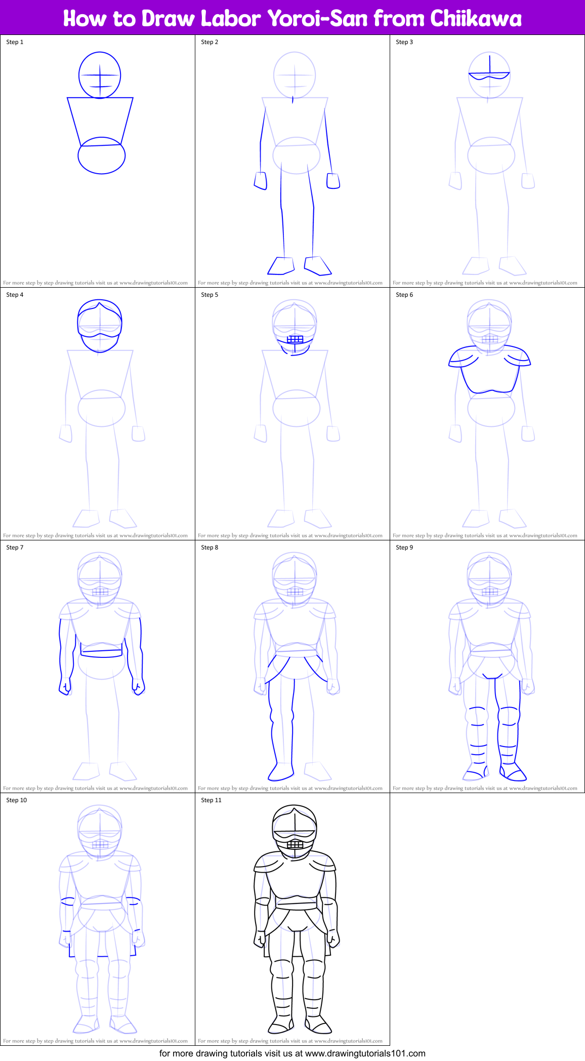 How to Draw Labor Yoroi-San from Chiikawa Printable Step by Step