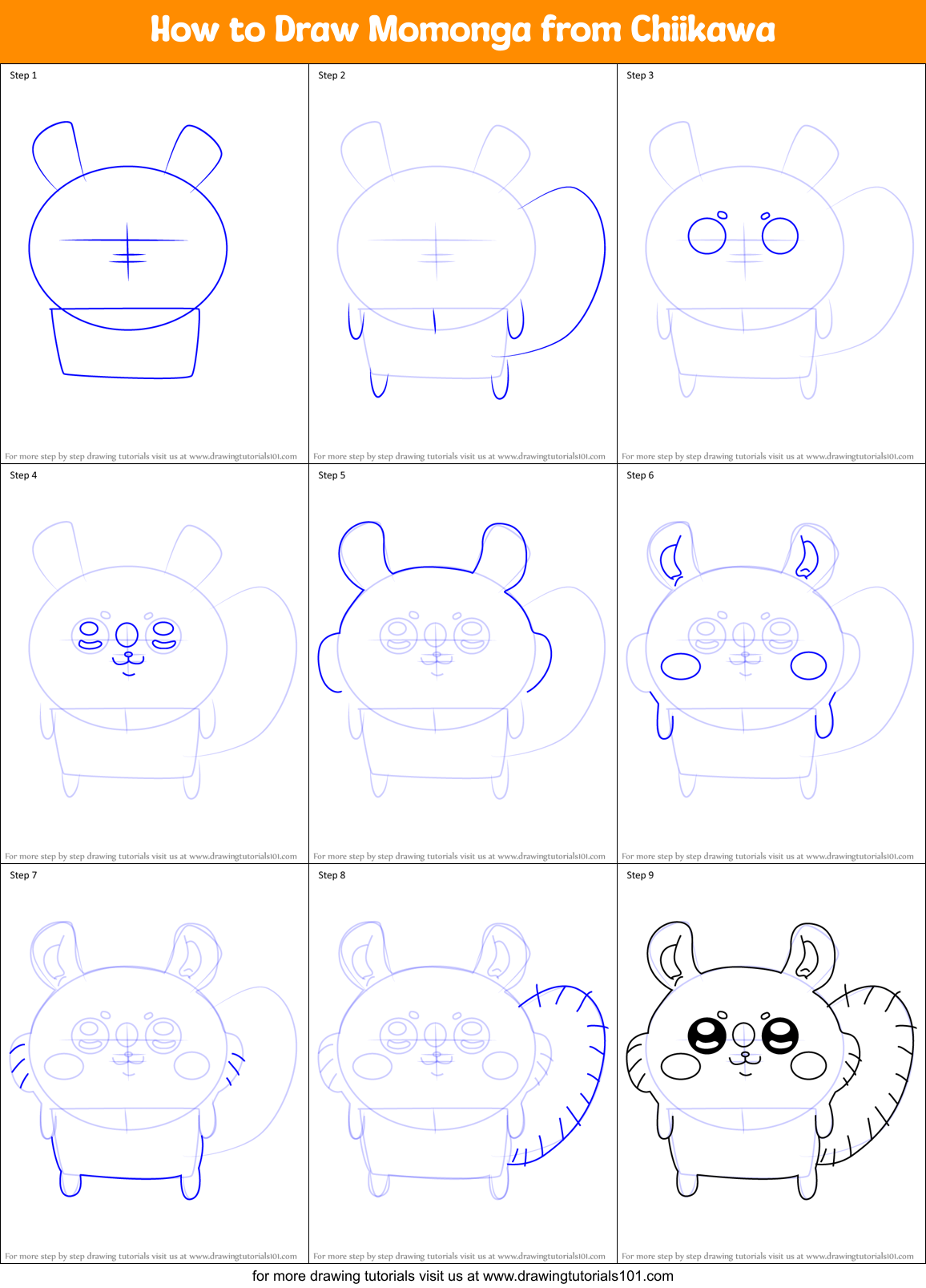 How to Draw Momonga from Chiikawa Printable Step by Step