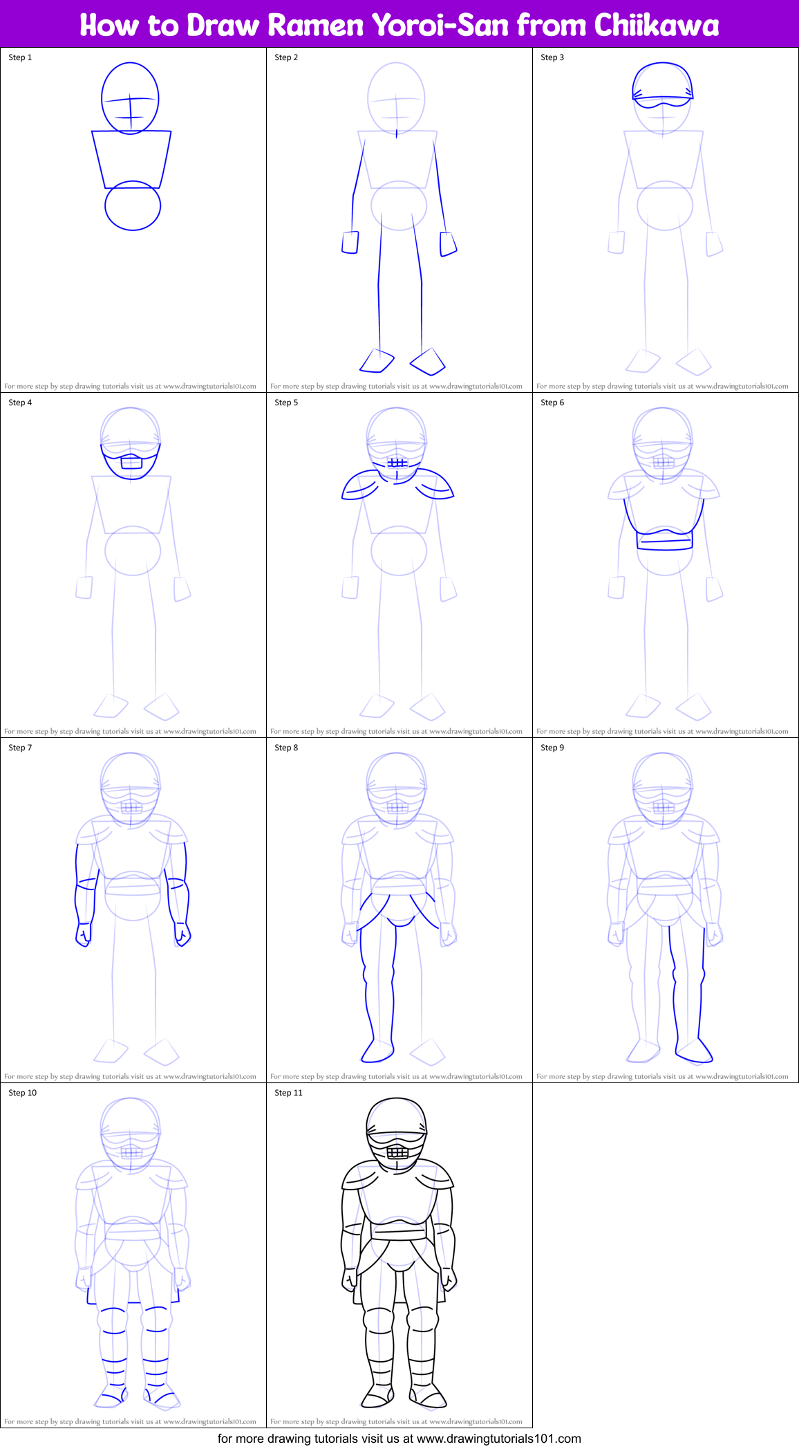 How to Draw Ramen Yoroi-San from Chiikawa Printable Step by Step