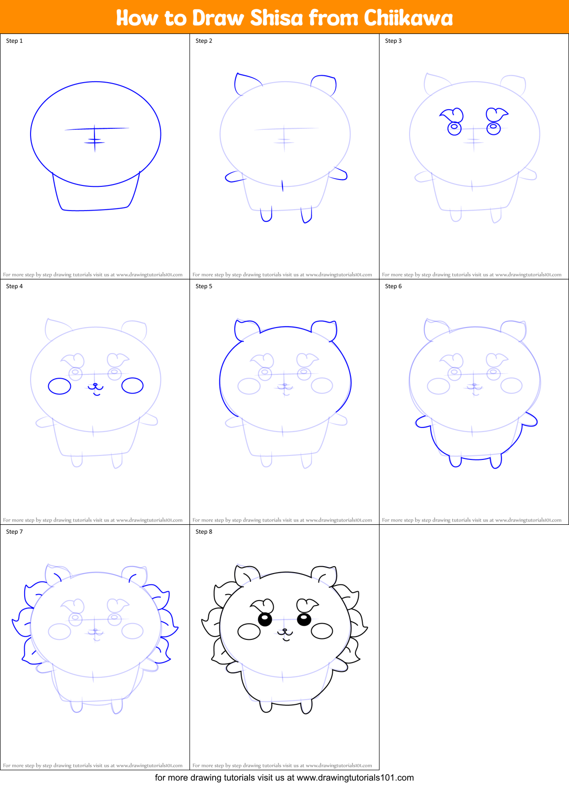 How to Draw Shisa from Chiikawa Printable Step by Step
