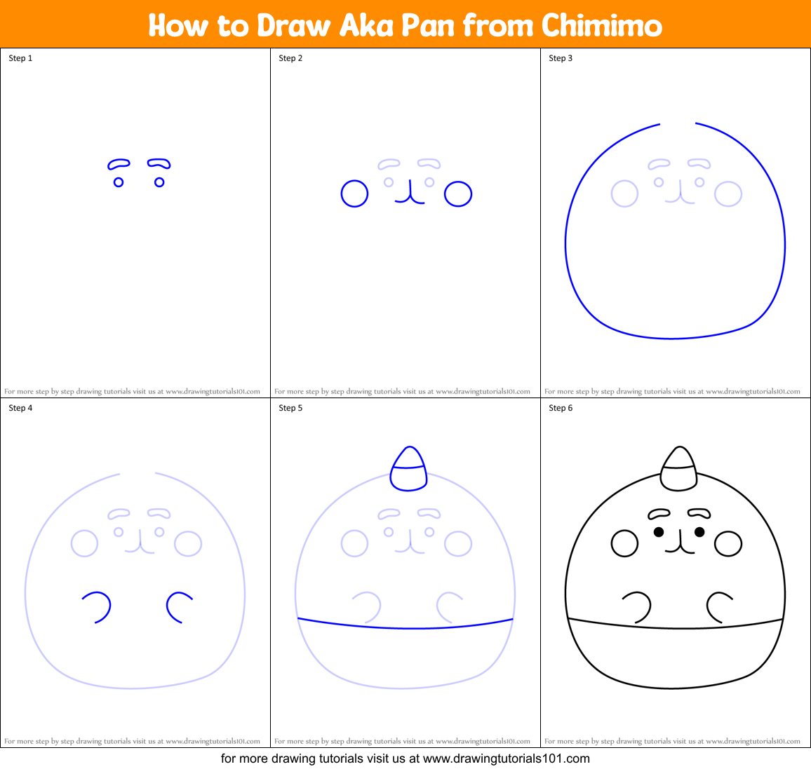How to Draw Aka Pan from Chimimo Printable Step by Step