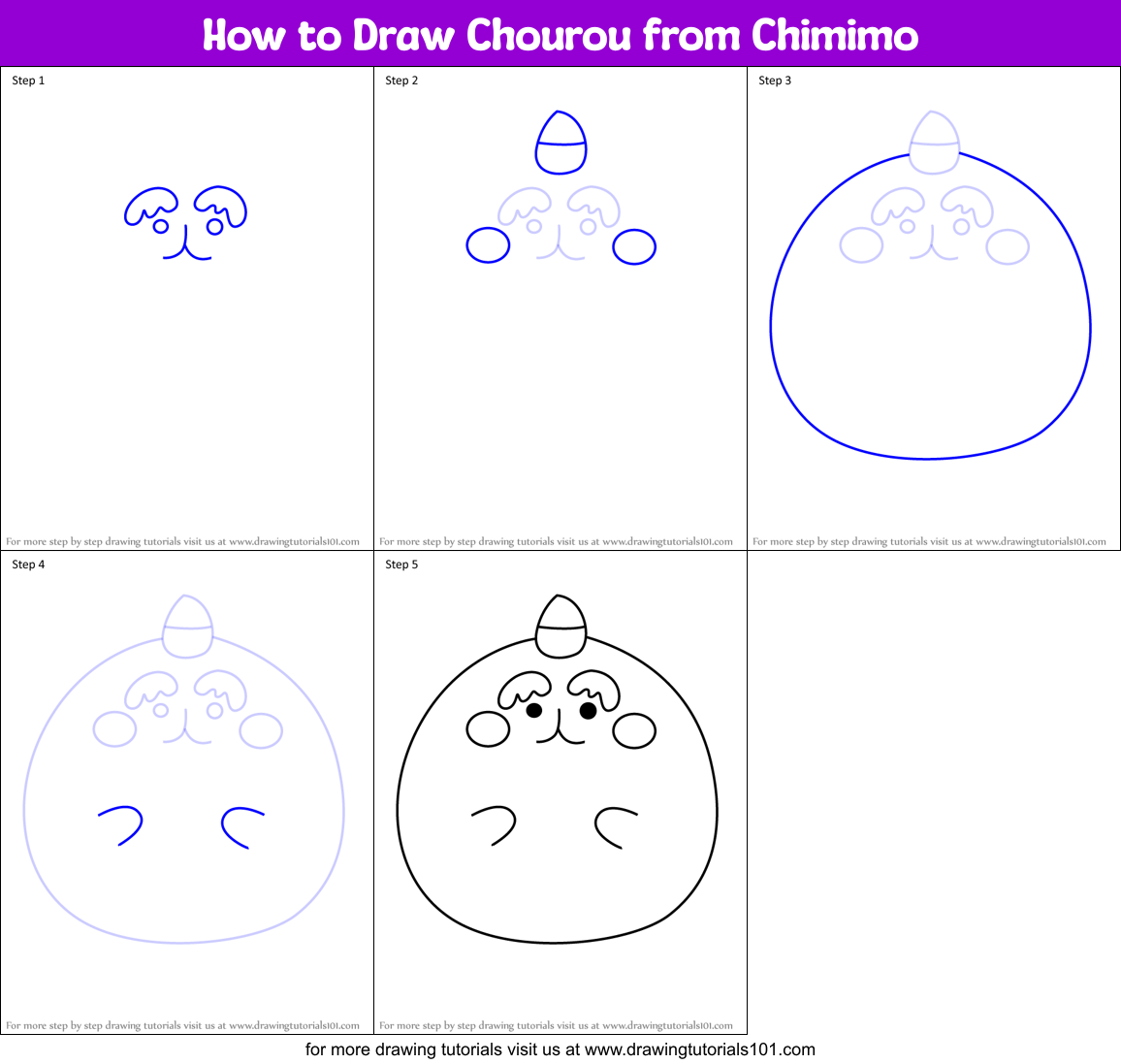 How to Draw Chourou from Chimimo Printable Step by Step