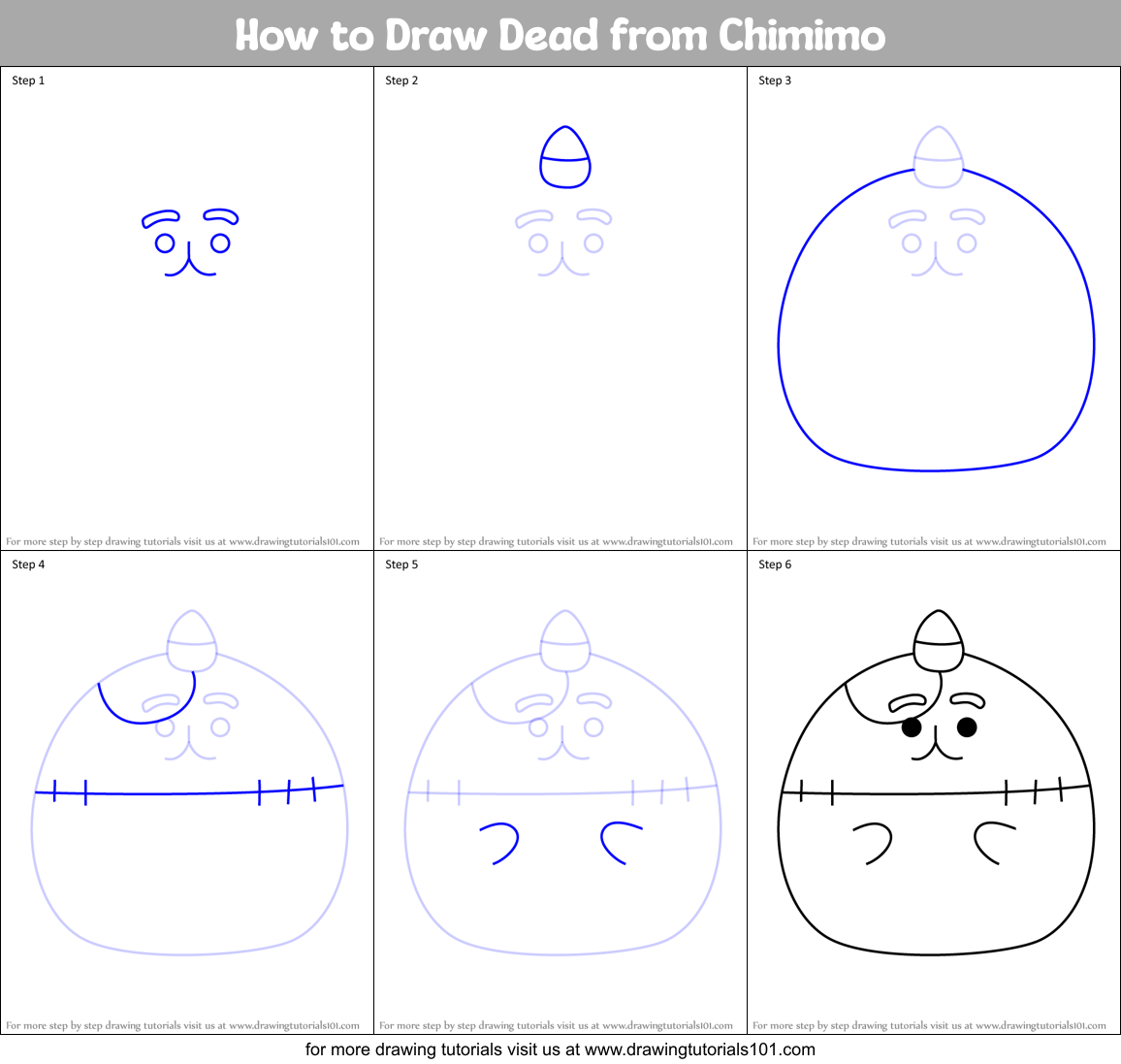 How to Draw Dead from Chimimo Printable Step by Step