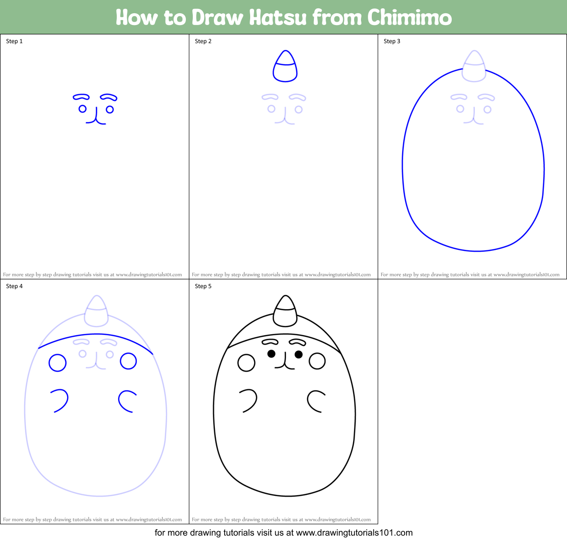 How to Draw Hatsu from Chimimo Printable Step by Step