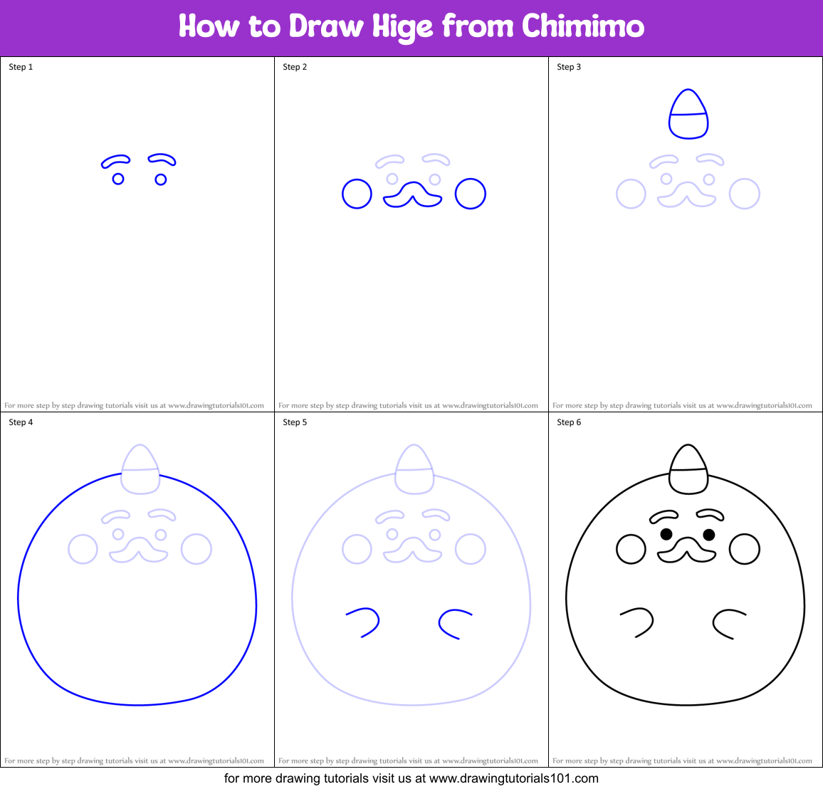 How to Draw Hige from Chimimo Printable Step by Step