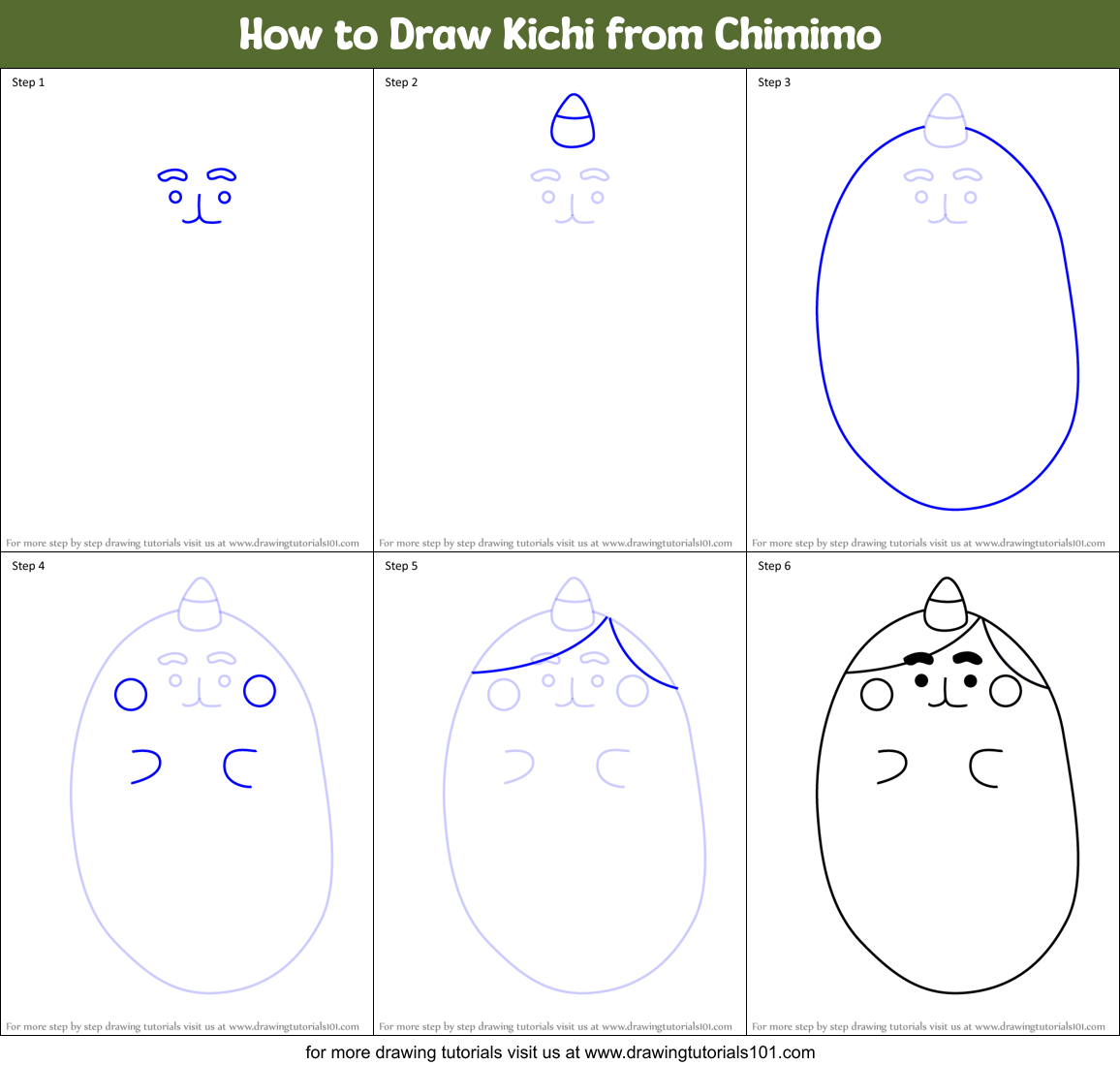 How to Draw Kichi from Chimimo Printable Step by Step
