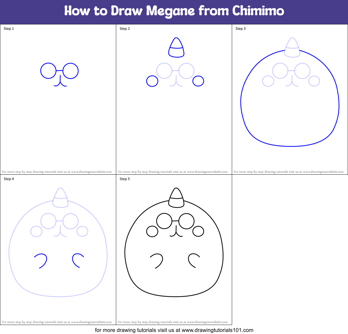 How to Draw Megane from Chimimo Printable Step by Step