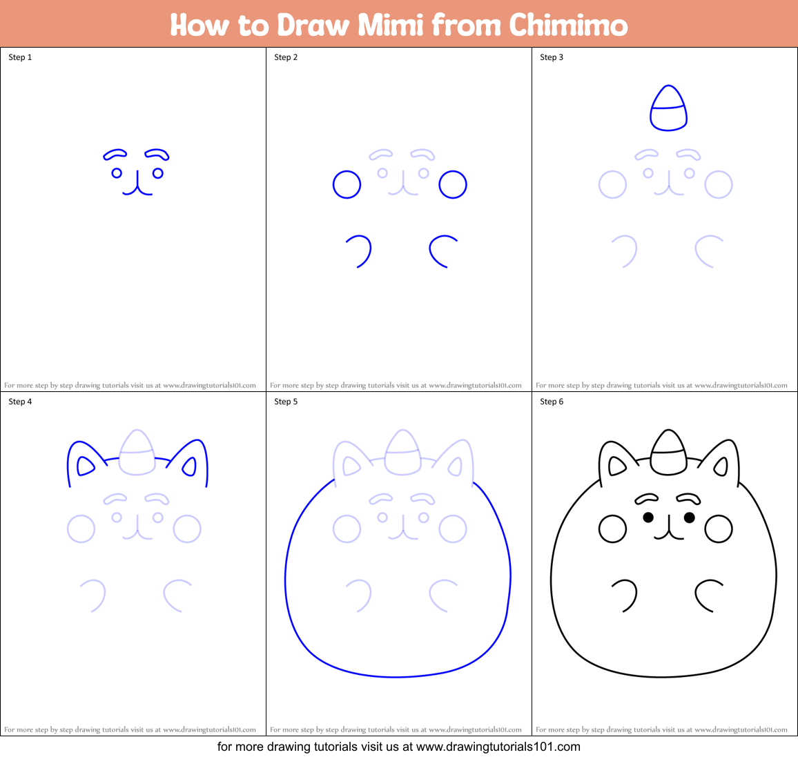 How to Draw Mimi from Chimimo Printable Step by Step