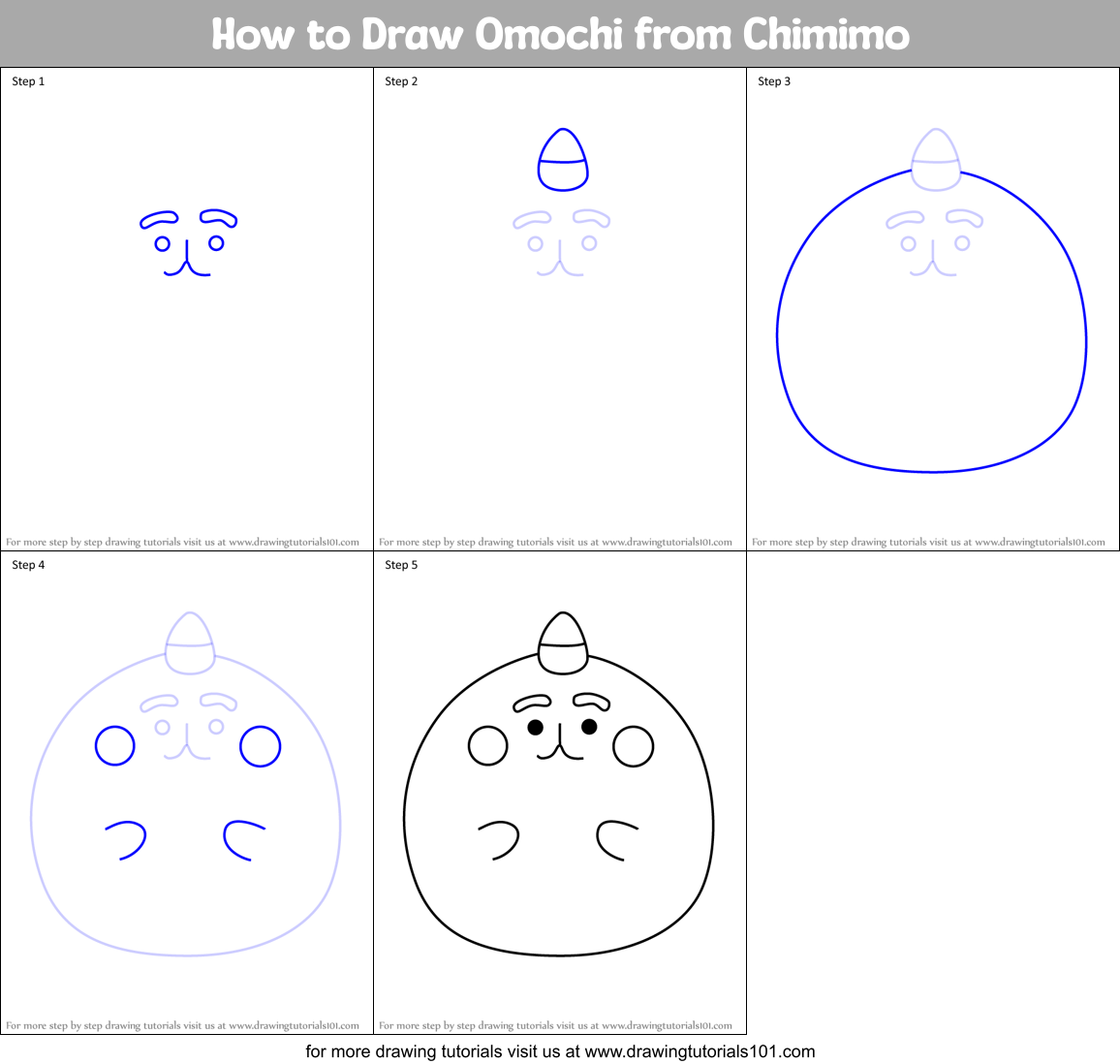 How to Draw Omochi from Chimimo Printable Step by Step