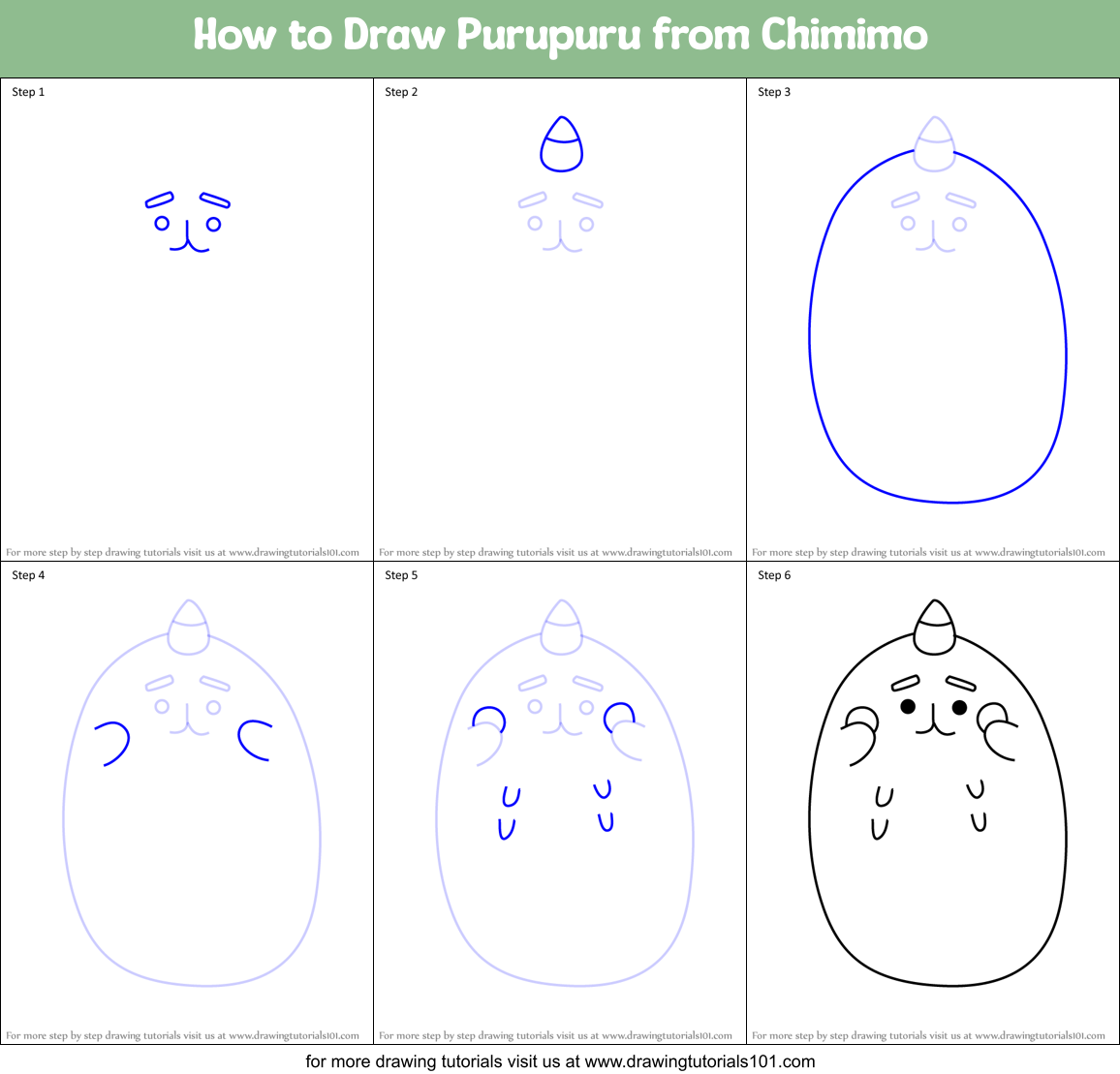 How to Draw Purupuru from Chimimo Printable Step by Step