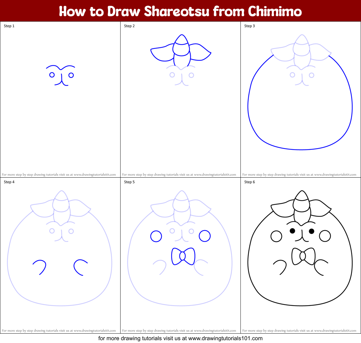 How to Draw Shareotsu from Chimimo Printable Step by Step