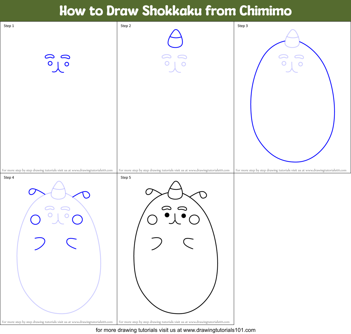 How to Draw Shokkaku from Chimimo Printable Step by Step