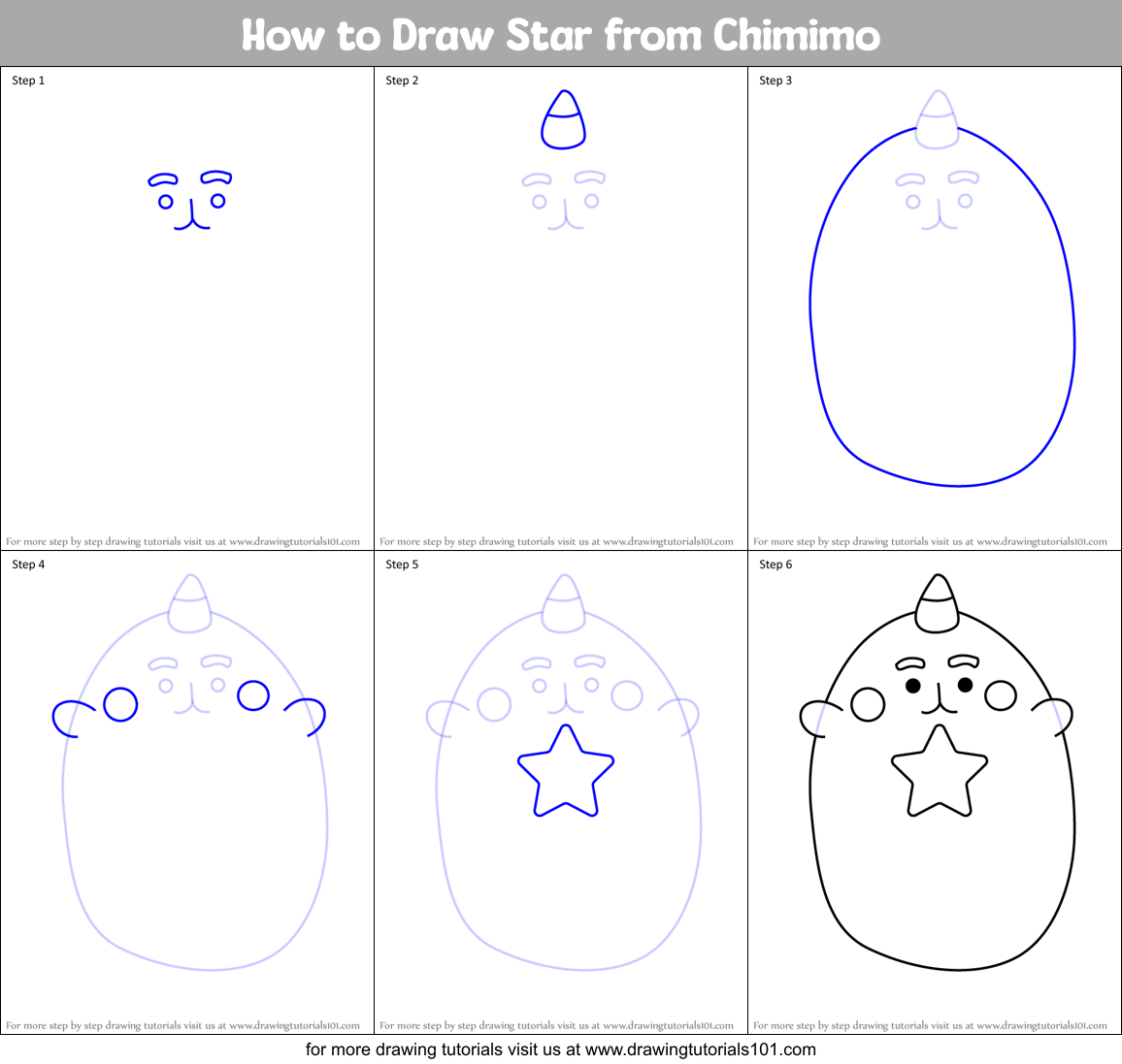 How to Draw Star from Chimimo Printable Step by Step