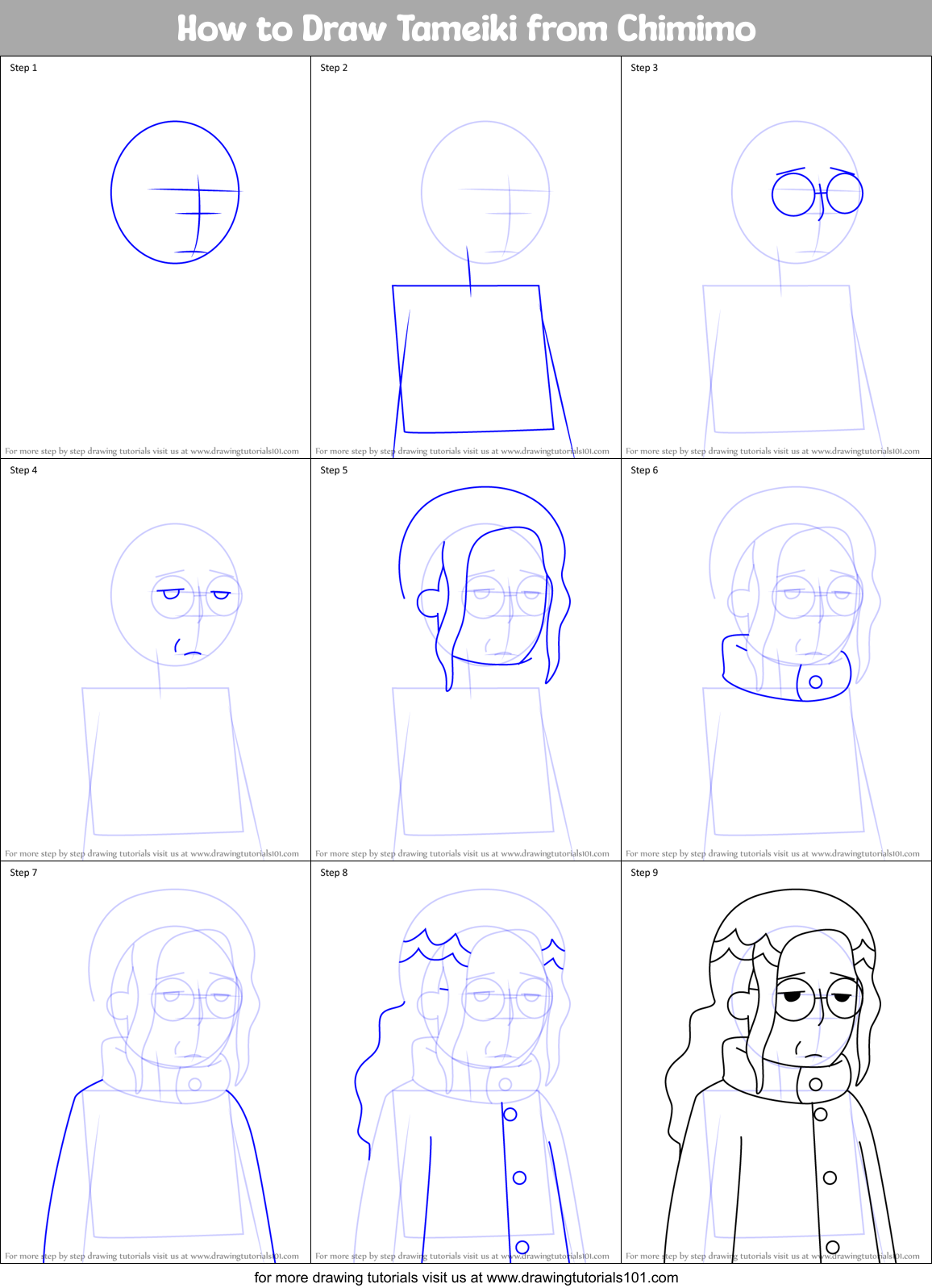 How to Draw Tameiki from Chimimo Printable Step by Step