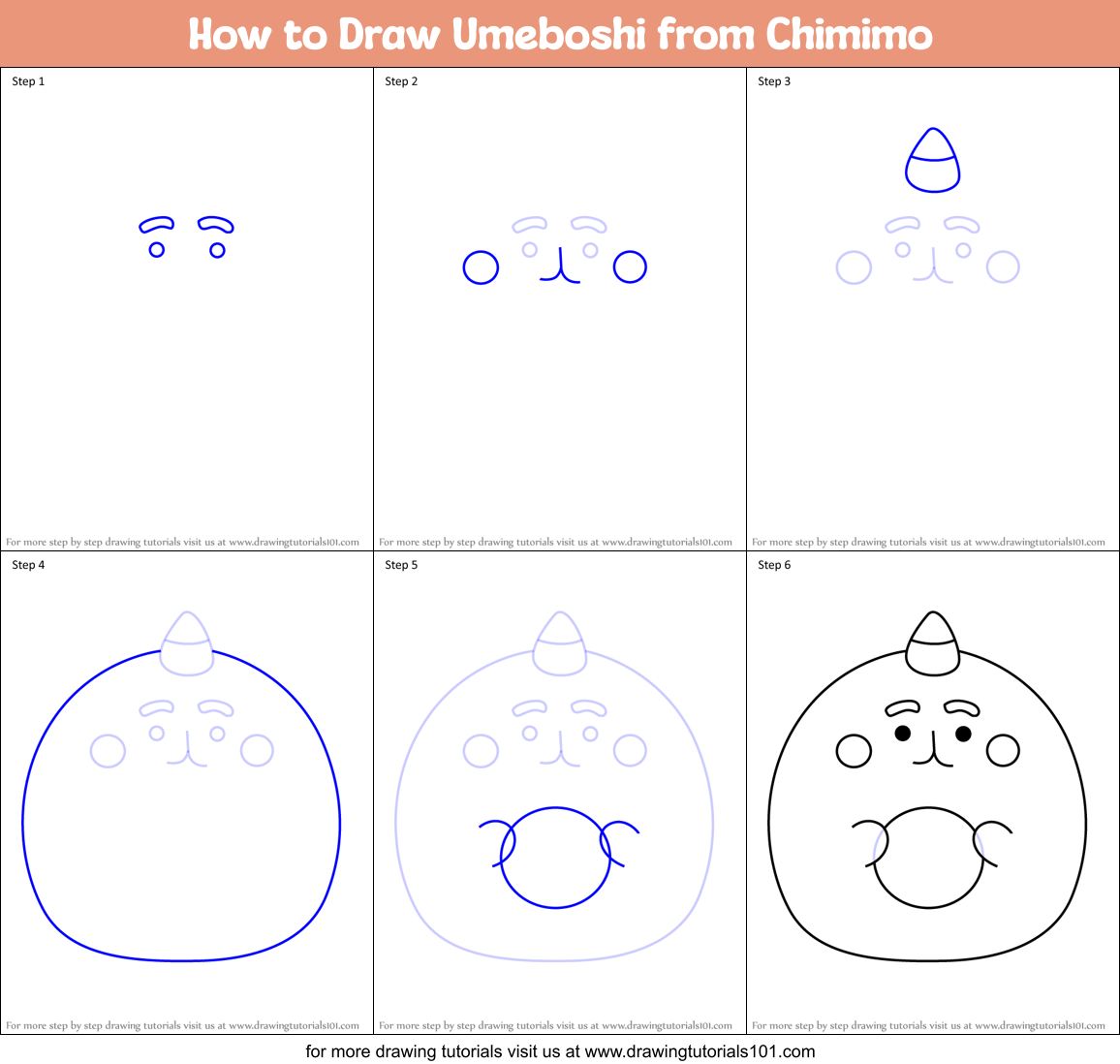 How to Draw Umeboshi from Chimimo Printable Step by Step
