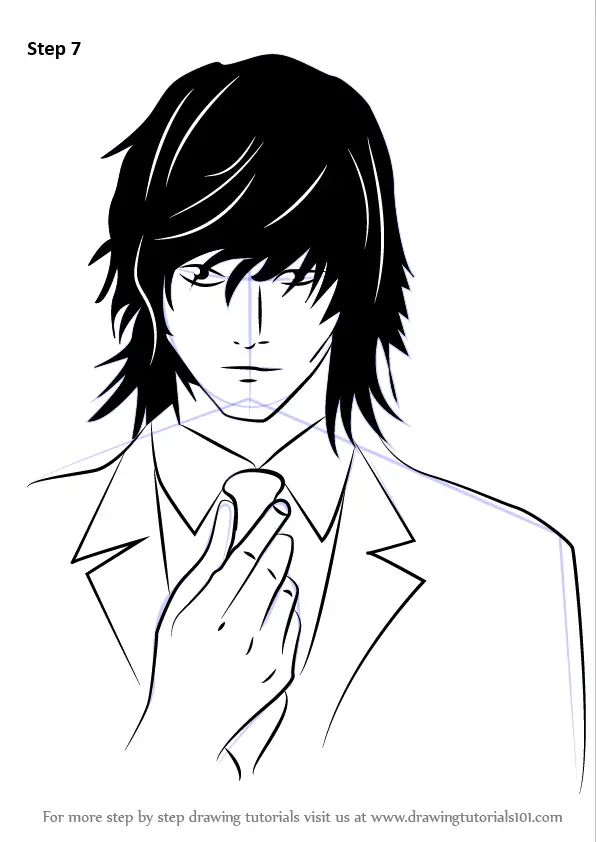 Learn How To Draw Teru Mikami From Death Note Death Note Step By Step Drawing Tutorials