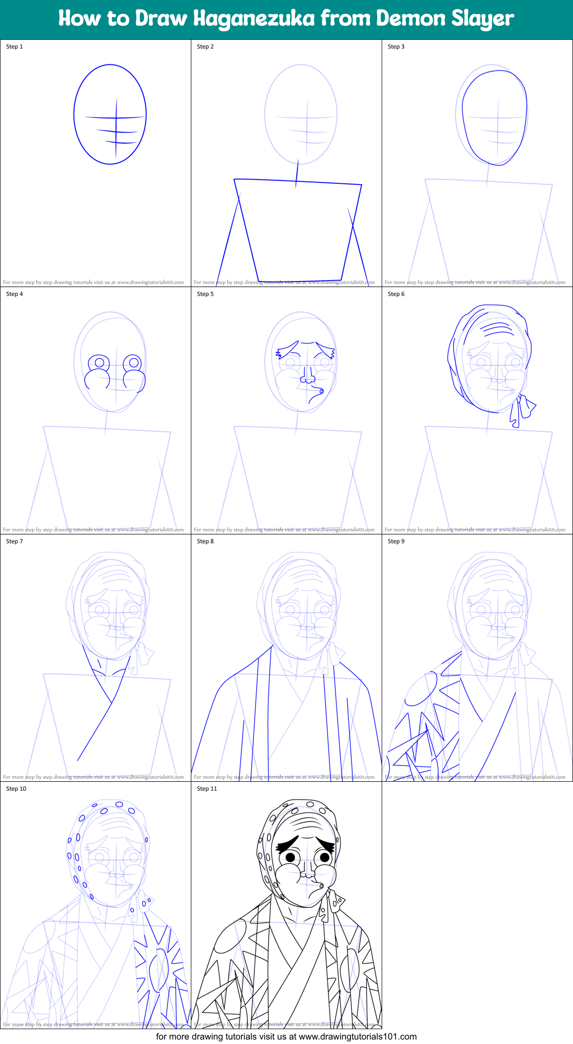 How to Draw Haganezuka from Demon Slayer printable step by step drawing ...