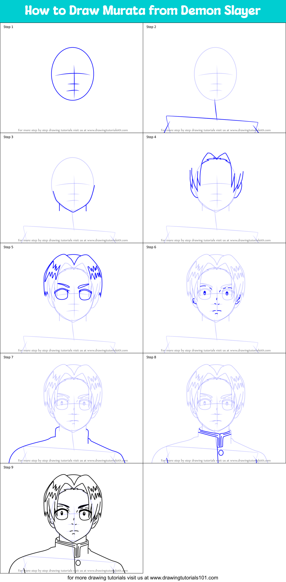 How to Draw Murata from Demon Slayer Printable Step by Step
