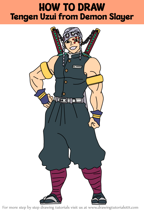 How to Draw Tengen Uzui from Demon Slayer (Demon Slayer) Step by Step
