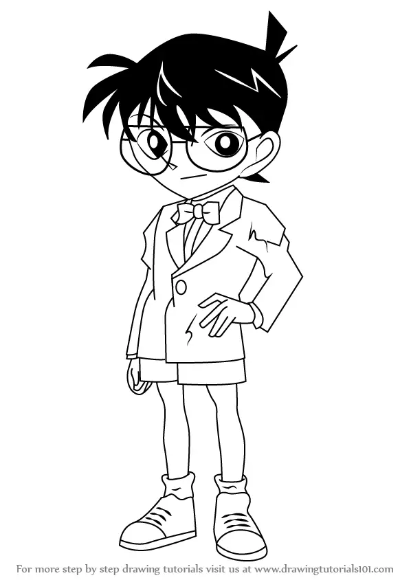 Learn How To Draw Conan Edogawa From Detective Conan Detective Conan Step By Step Drawing Tutorials