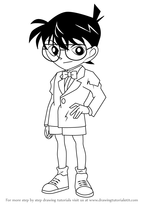 How To Draw Detective Conan From Case Closed - Step By Step Drawing -  YouTube