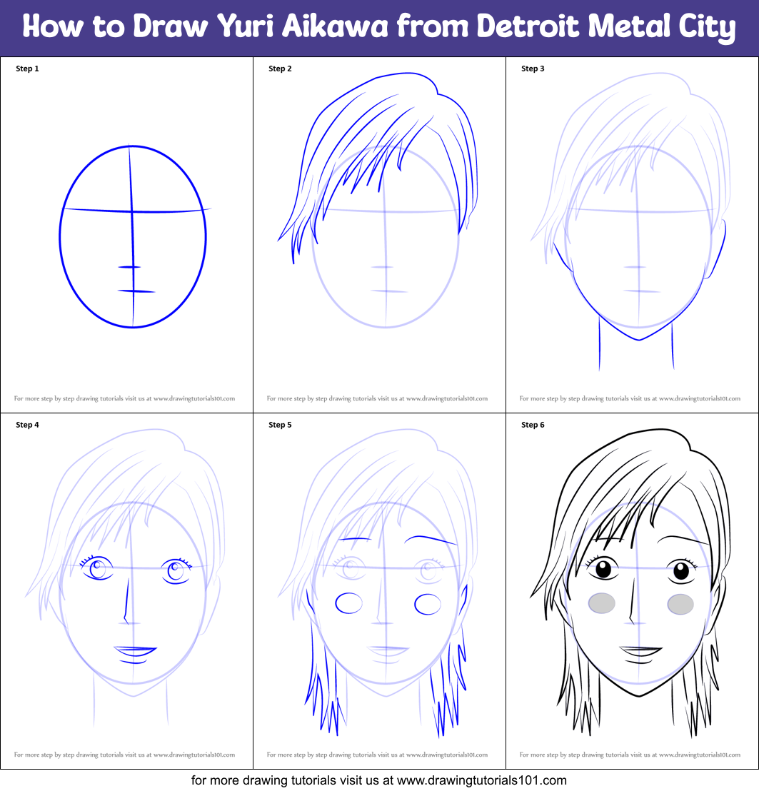 How to Draw Yuri Aikawa from Detroit Metal City Printable Step by Step