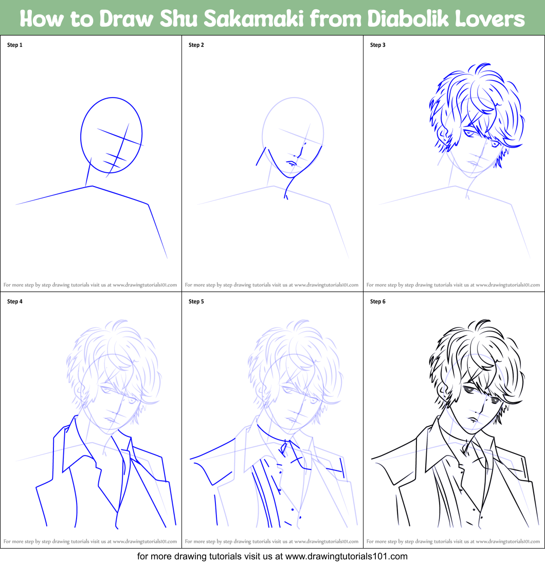 How to Draw Shu Sakamaki from Diabolik Lovers Printable Step by Step