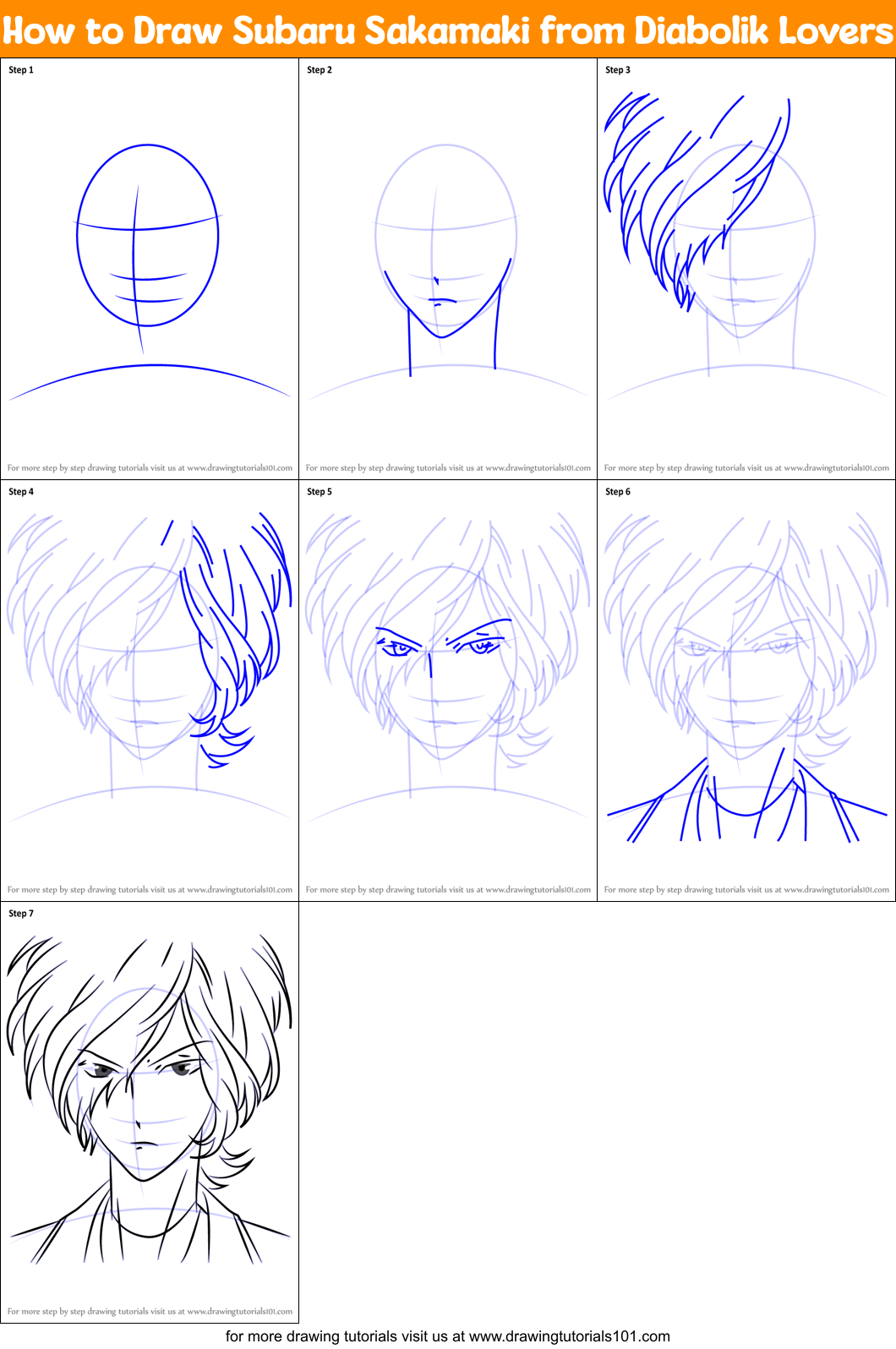 How to Draw Subaru Sakamaki from Diabolik Lovers Printable Step by Step