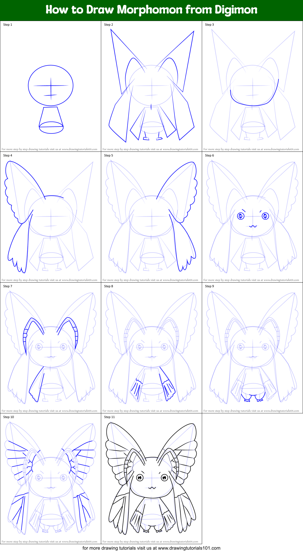 How to Draw Morphomon from Digimon Printable Step by Step
