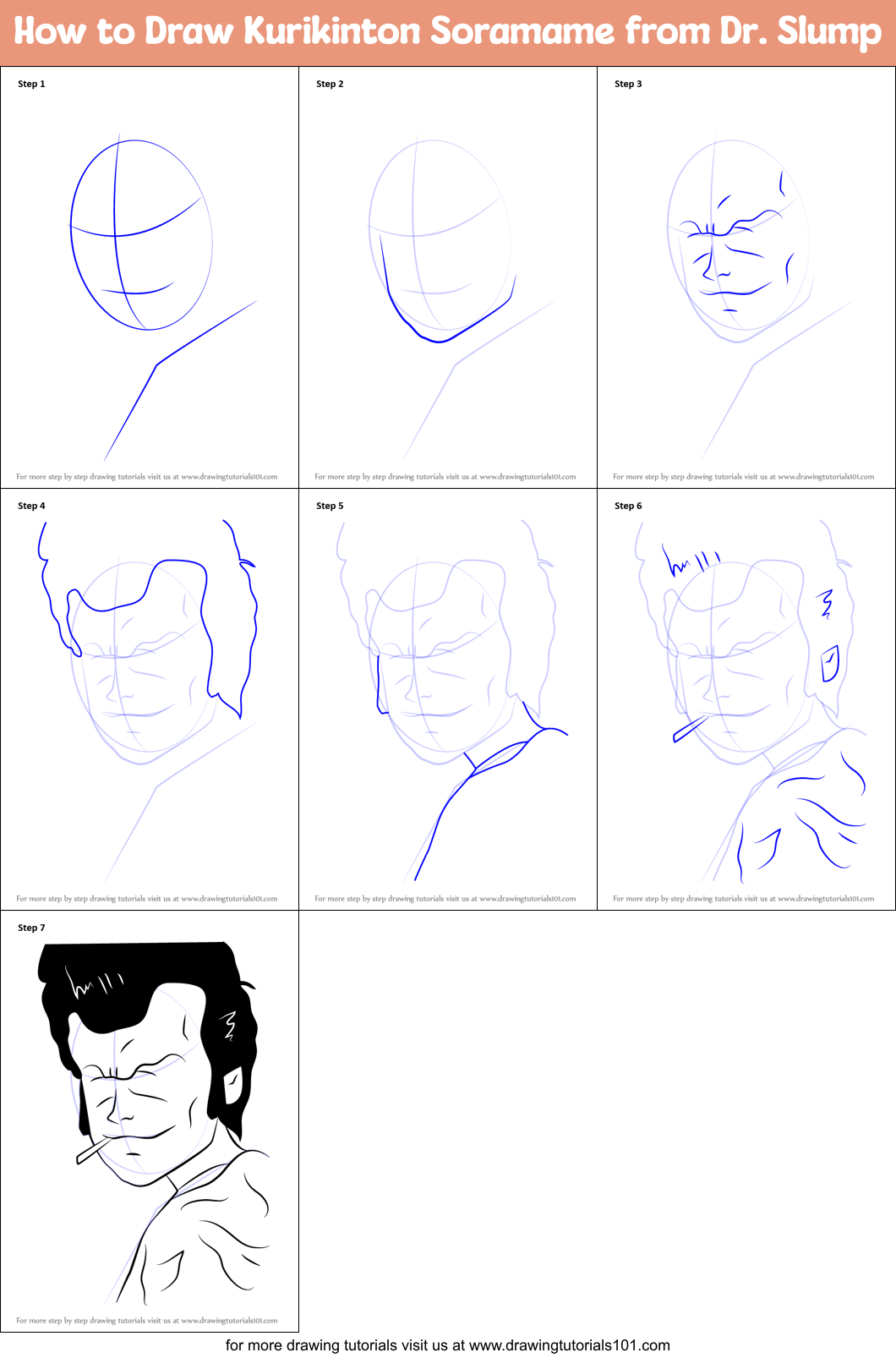 How to Draw Kurikinton Soramame from Dr. Slump Printable Step by Step