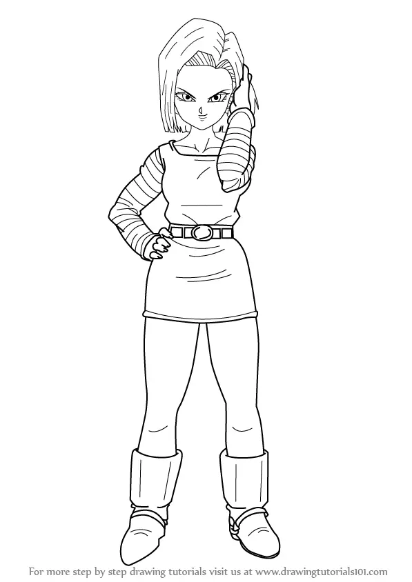Learn How To Draw Android 18 From Dragon Ball Z Dragon Ball Z Step By Step Drawing Tutorials