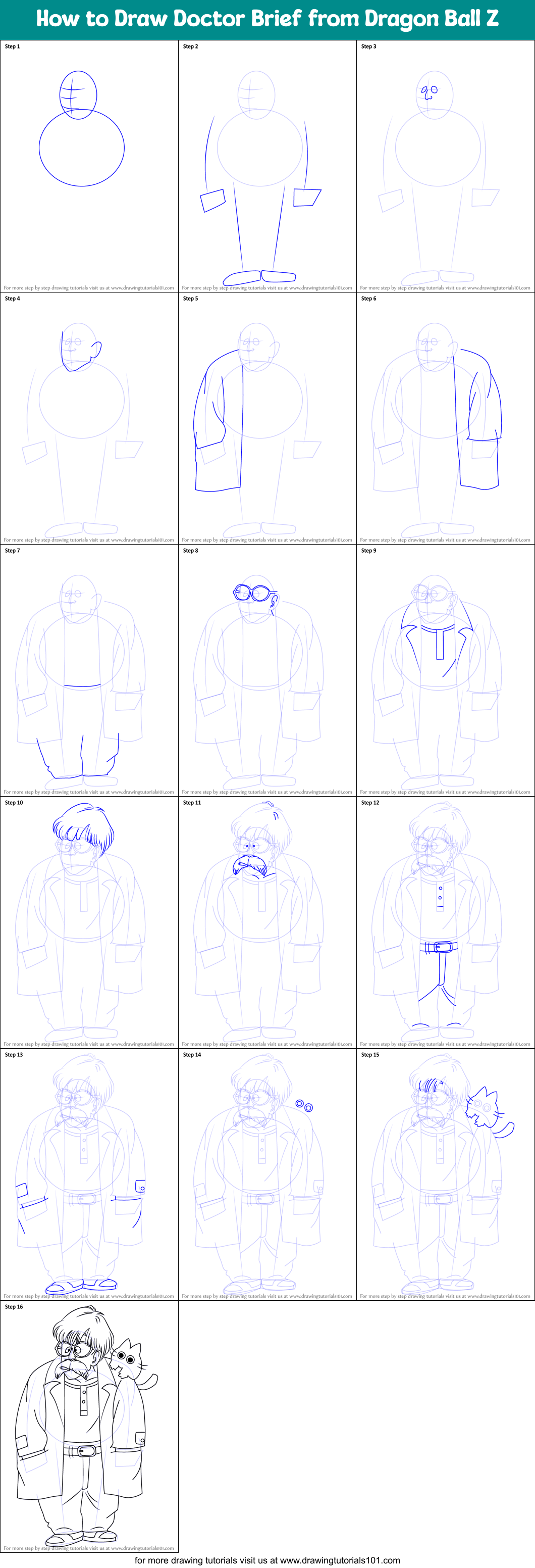 How to Draw Doctor Brief from Dragon Ball Z printable step by step ...