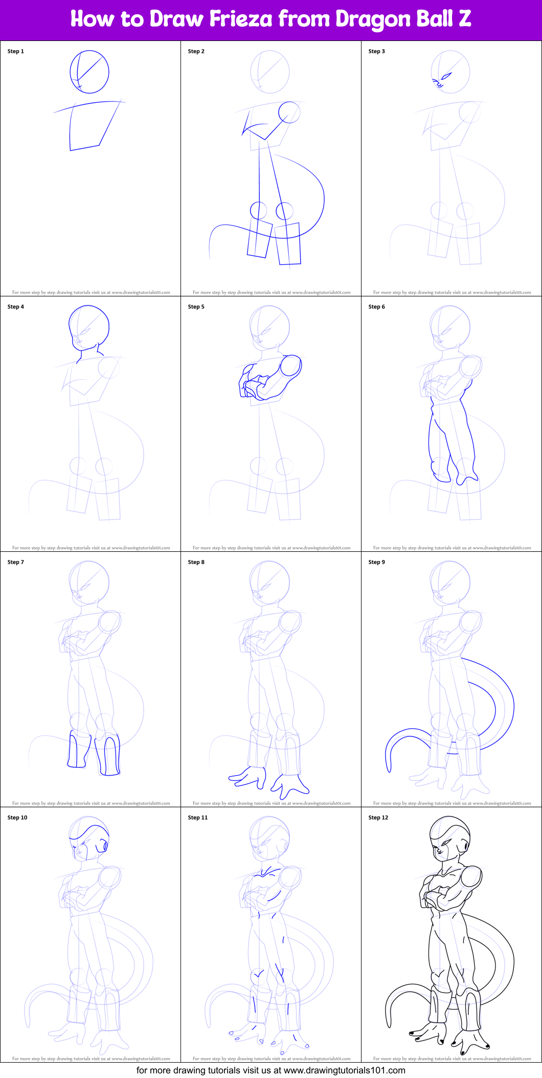 How to Draw Frieza from Dragon Ball Z Printable Step by Step