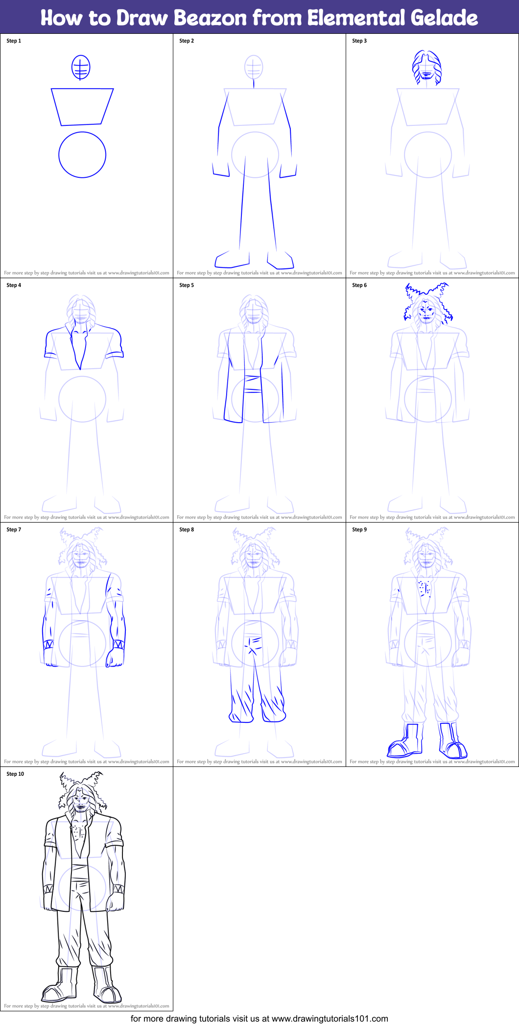 How to Draw Beazon from Elemental Gelade Printable Step by Step