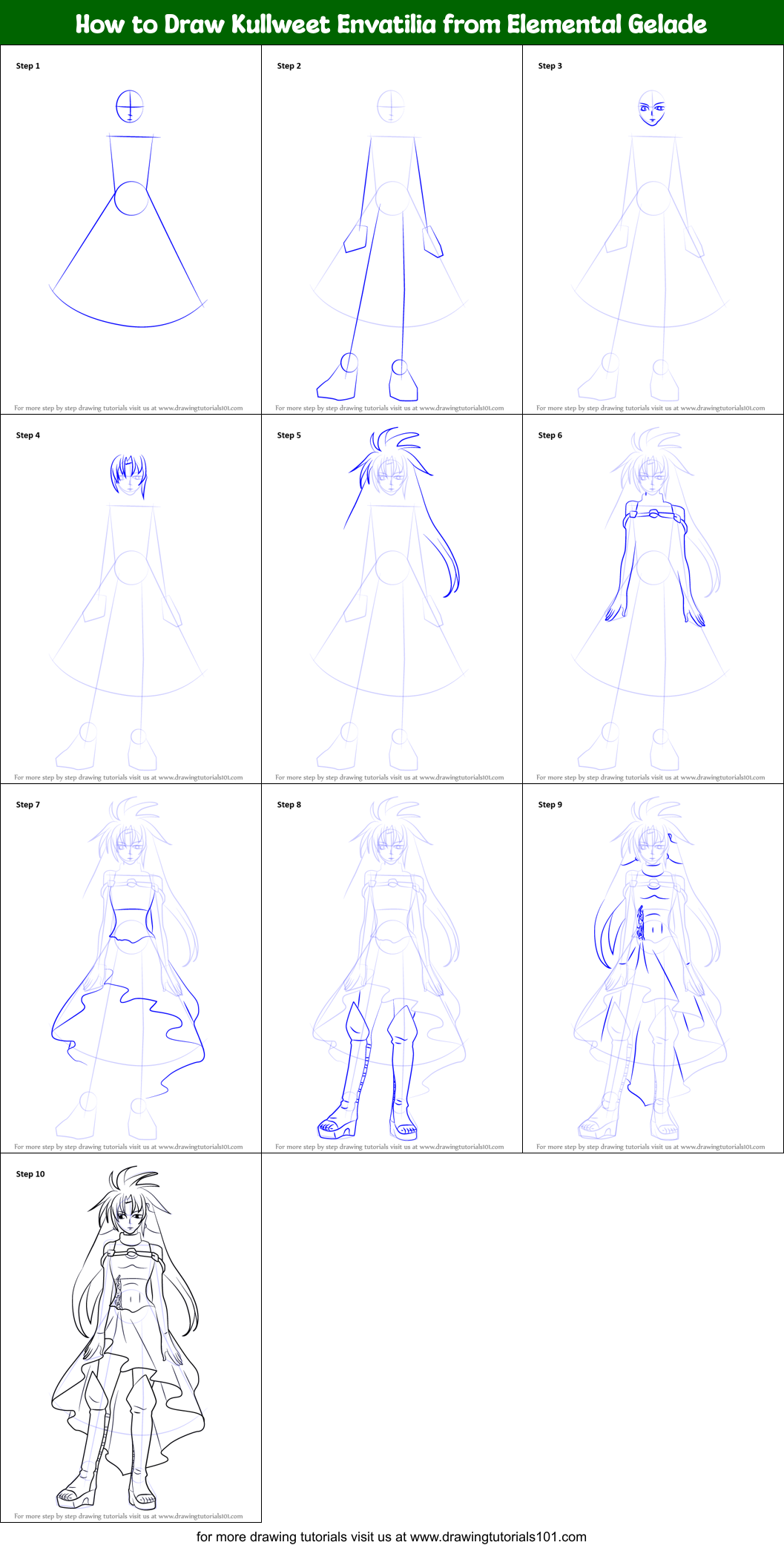 How to Draw Kullweet Envatilia from Elemental Gelade Printable Step by Step