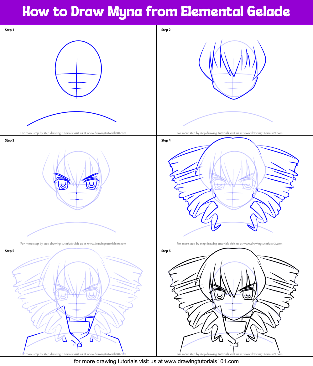 How to Draw Myna from Elemental Gelade Printable Step by Step