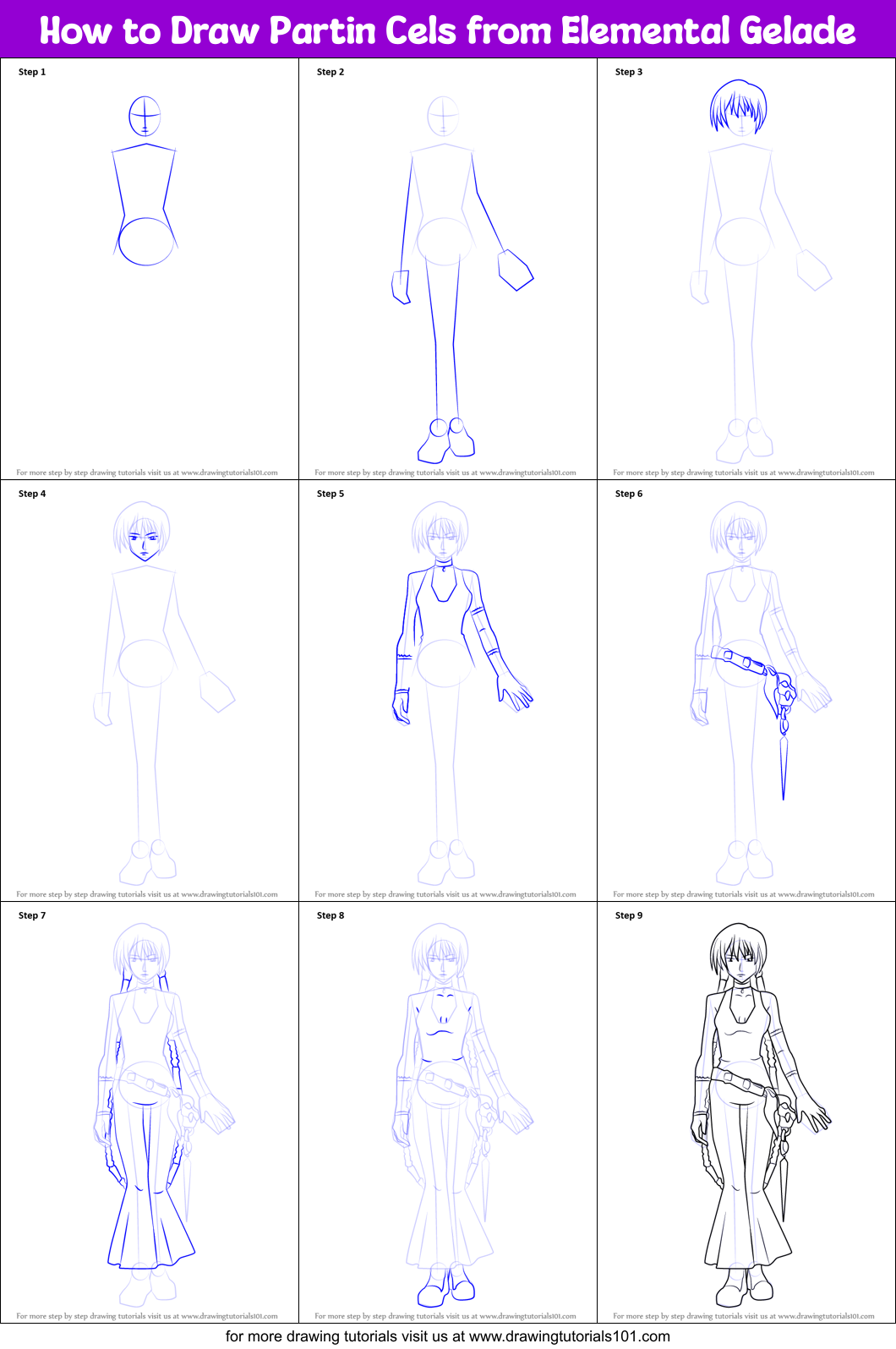 How to Draw Partin Cels from Elemental Gelade Printable Step by Step