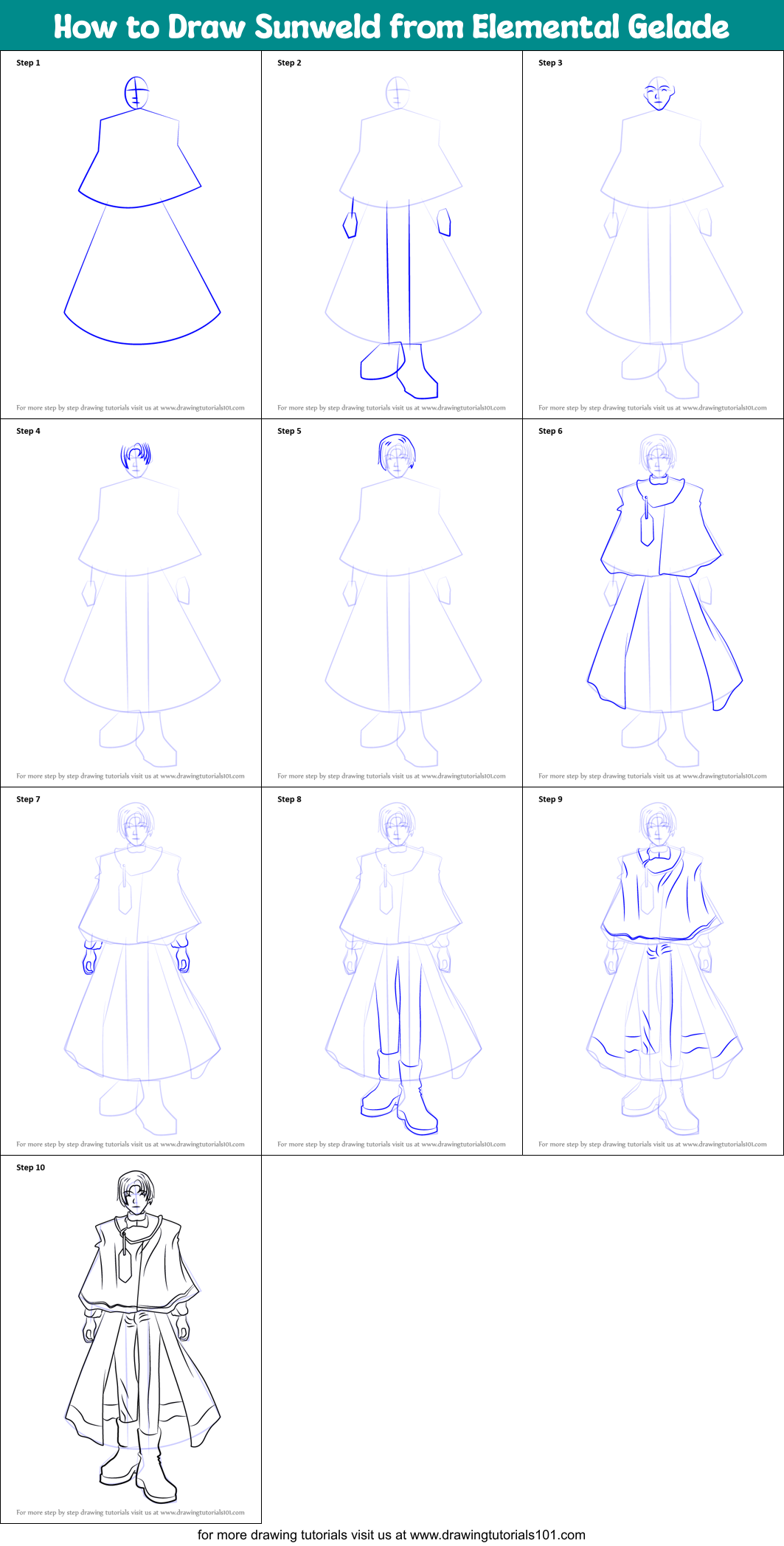 How to Draw Sunweld from Elemental Gelade Printable Step by Step