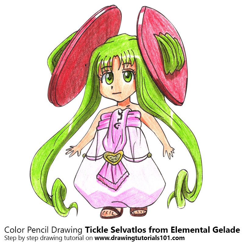 How to Draw Tickle Selvatlos from Elemental Gelade by Color Pencils