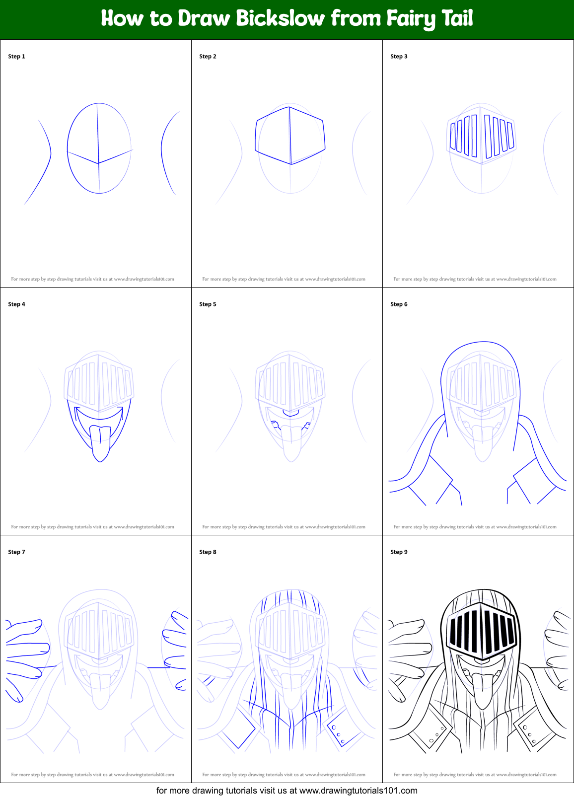 How to Draw Bickslow from Fairy Tail Printable Step by Step
