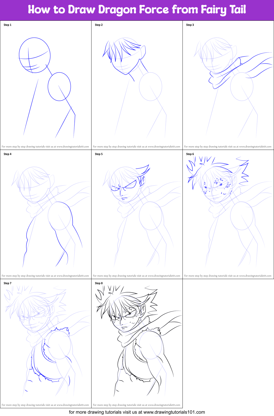 How to Draw Dragon Force from Fairy Tail Printable Step by Step