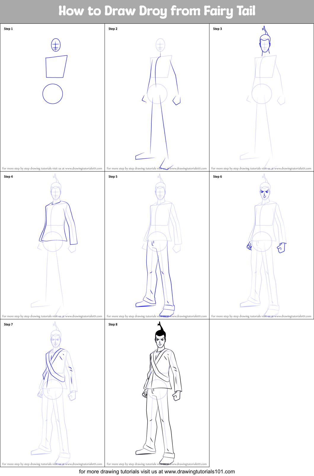 How to Draw Droy from Fairy Tail Printable Step by Step