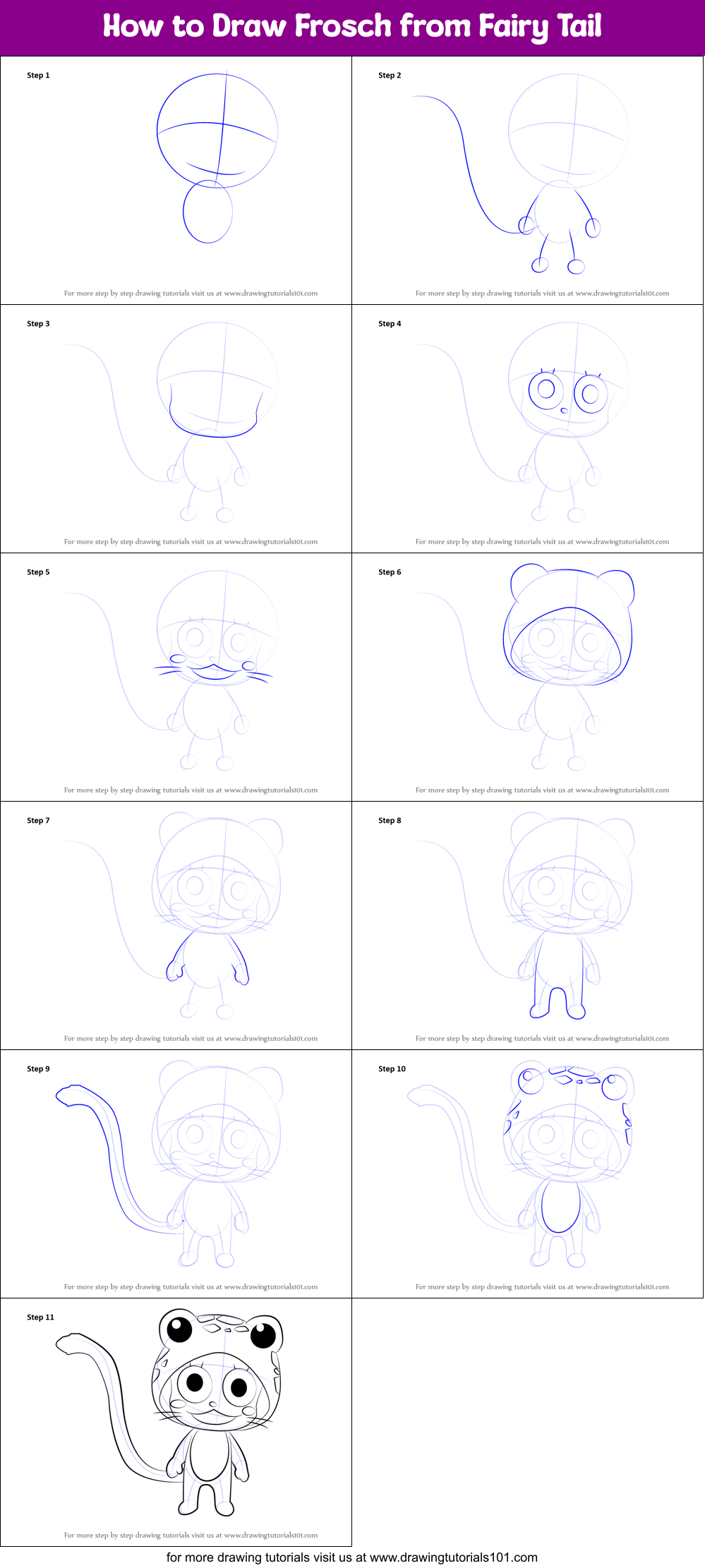 How to Draw Frosch from Fairy Tail Printable Step by Step
