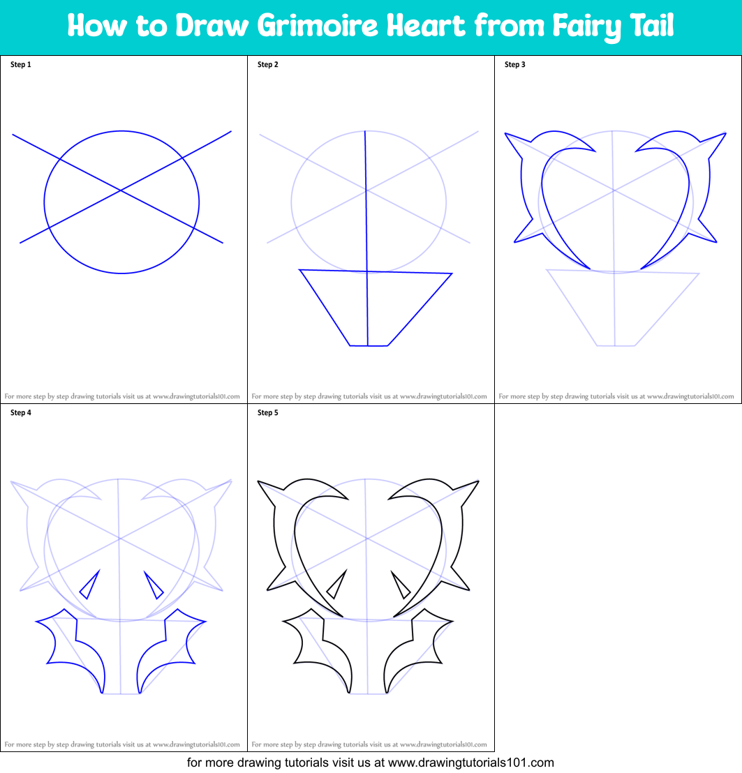 How to Draw Grimoire Heart from Fairy Tail Printable Step by Step
