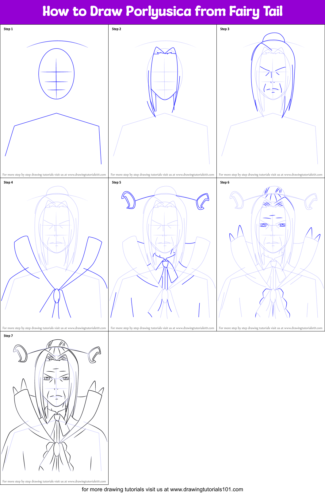 How to Draw Porlyusica from Fairy Tail Printable Step by Step