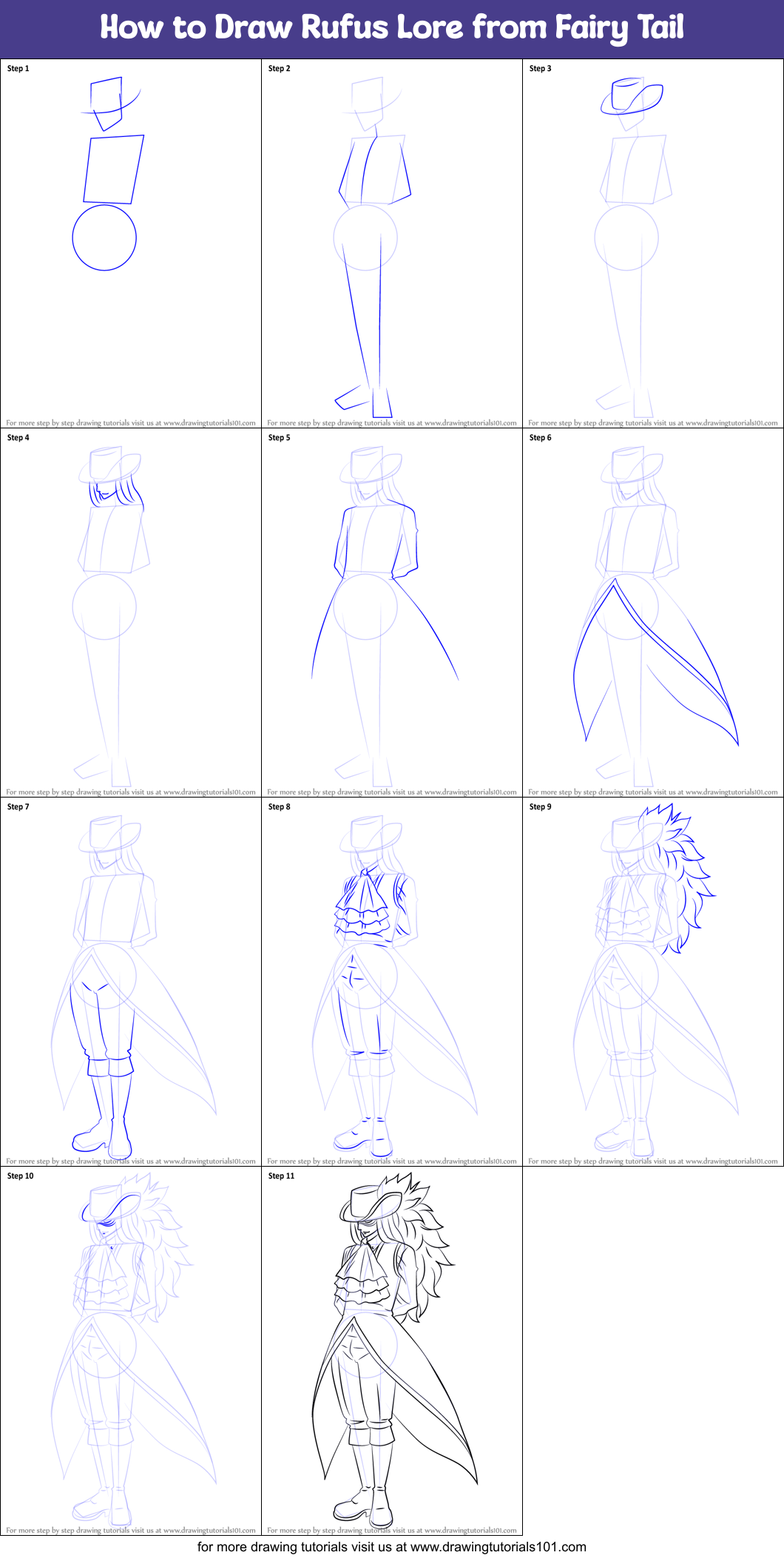 How to Draw Rufus Lore from Fairy Tail Printable Step by Step